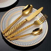 Conjunto Talheres Gold em Aço Inox - 4pcs
