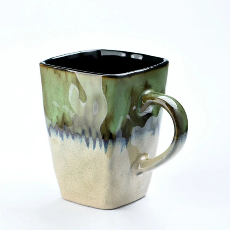 Caneca Quadrada de Cerâmica 400ml - Estilo Retrô