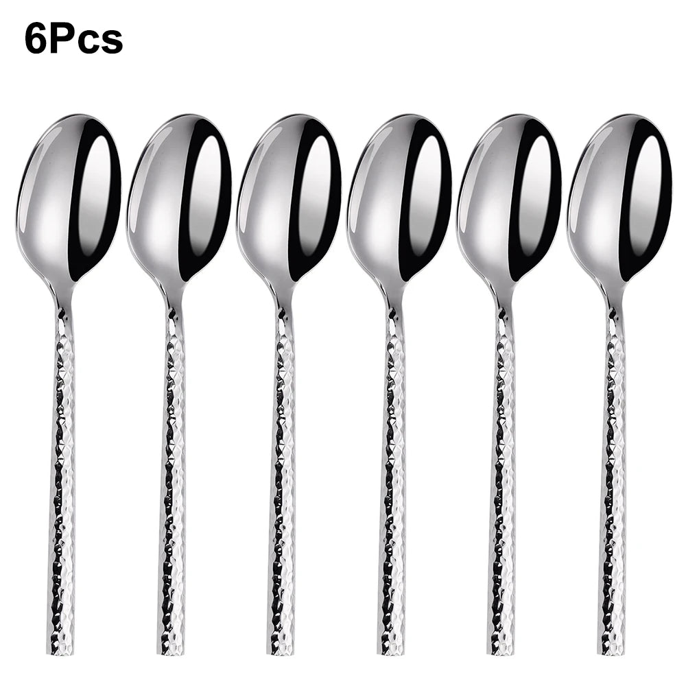 Talheres Prata Martelado em Inox - 6pcs