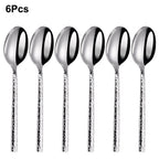 Talheres Prata Martelado em Inox - 6pcs