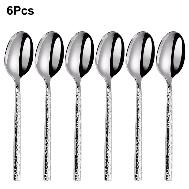 Talheres Prata Martelado em Inox - 6pcs