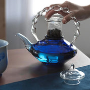 Bule Azul de Vidro com Infusor de Chá