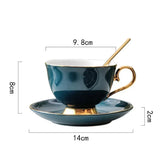 Xícara de Café em Cerâmica com Pires e Colher Estilo Nórdico Minimalista