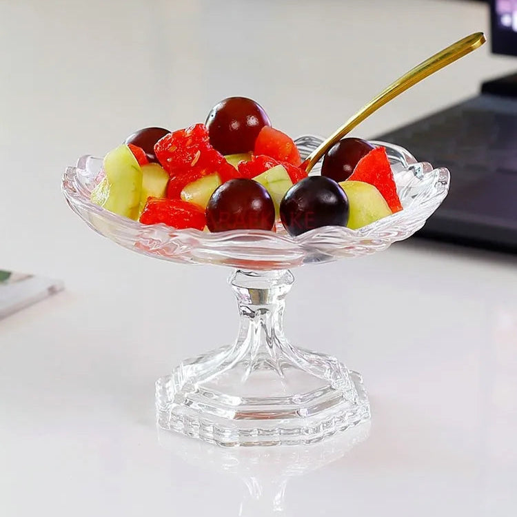 Prato de Cristal com Base para Frutas e Sobremesas