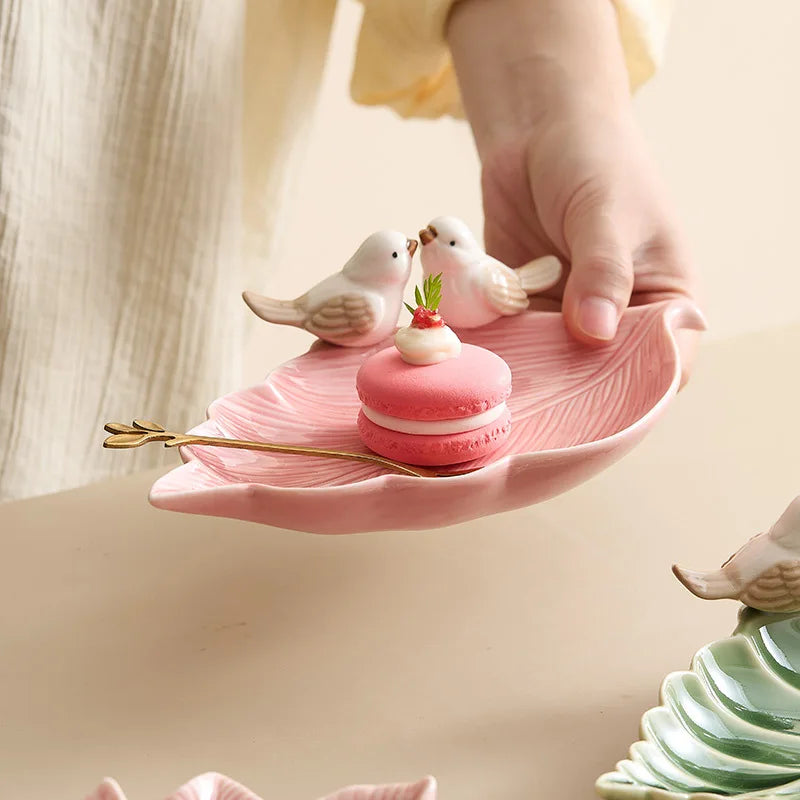 Bandeja de cerâmica Dim Sum Pássaro Criativa Prateleira para Armazenamento de Jóias Mesa de Chá em Casa Decoração Presentes Bonitos, Novos