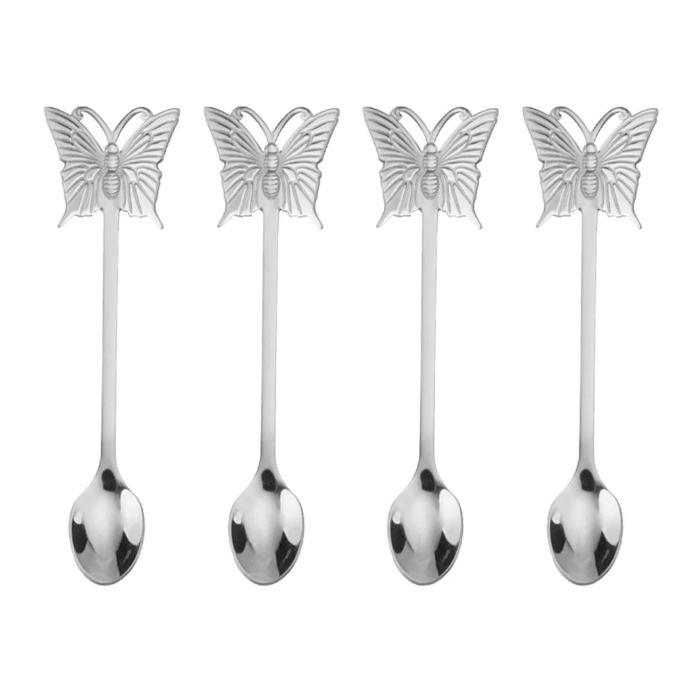Kit Colheres de Chá Borboletas em Inox - 4pcs