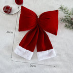Decoração de arco de natal veludo vermelho arco nó enfeites pendurados diy árvores de natal pingente para decorações de festa em casa de férias