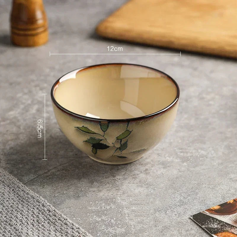 Folha criativa Rodada Prato De Jantar Conjunto, Retro Início Ramen Bowl, Luxo Restaurante Deliciosos Pratos, Placas De Cerâmica, Louça Requintada
