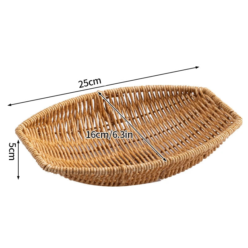 Rattan frutas pão lanches bandeja de armazenamento barra café cesta armazenamento nordic desktop cosméticos diversos organizador cozinha caixas armazenamento