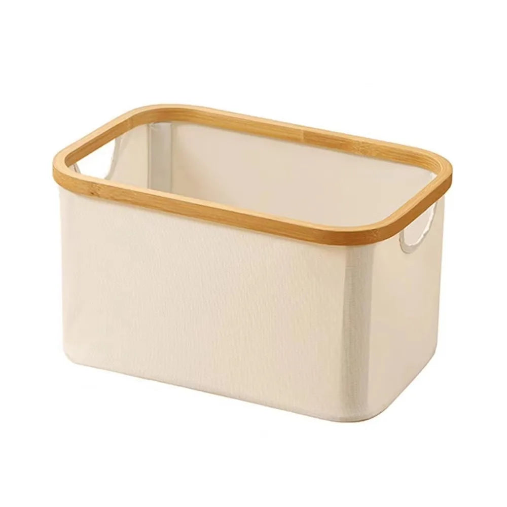 Cesta Dobrável de Lavanderia com Alças de Bambu