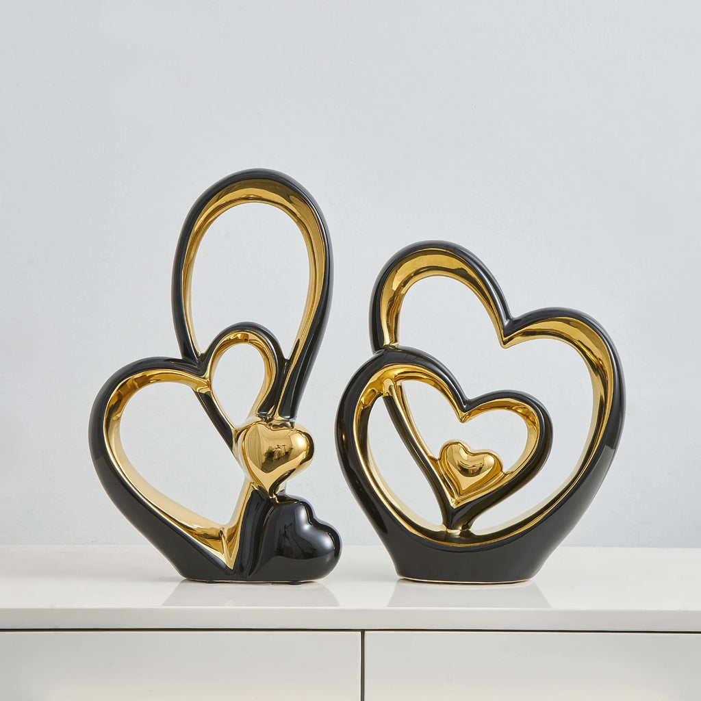 Dois Corações Adorno em Cerâmica