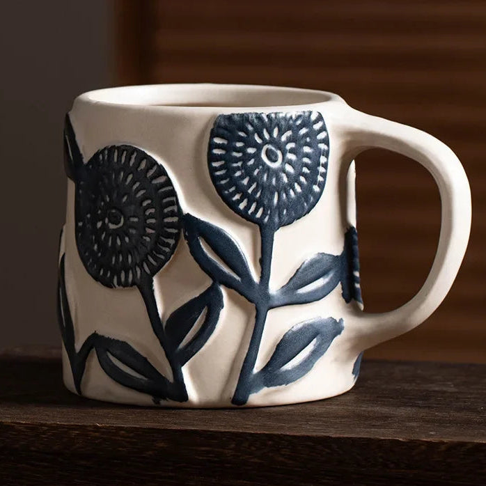 Caneca de Cerâmica Estilo Artístico para Café e Leite