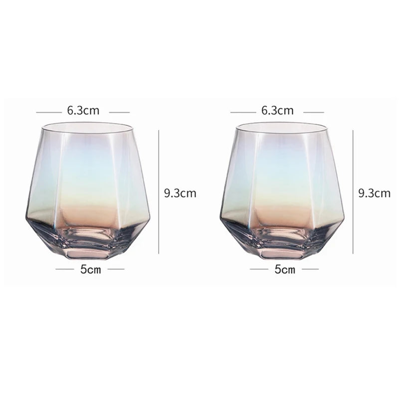 Copo Hexagonal de Vidro Colorido 320ml para Bebidas Nobres