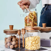 Pote de Vidro com Tampa e Colher de Madeira