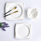 Jogo de Jantar em Porcelana Quadrada 3 Peças