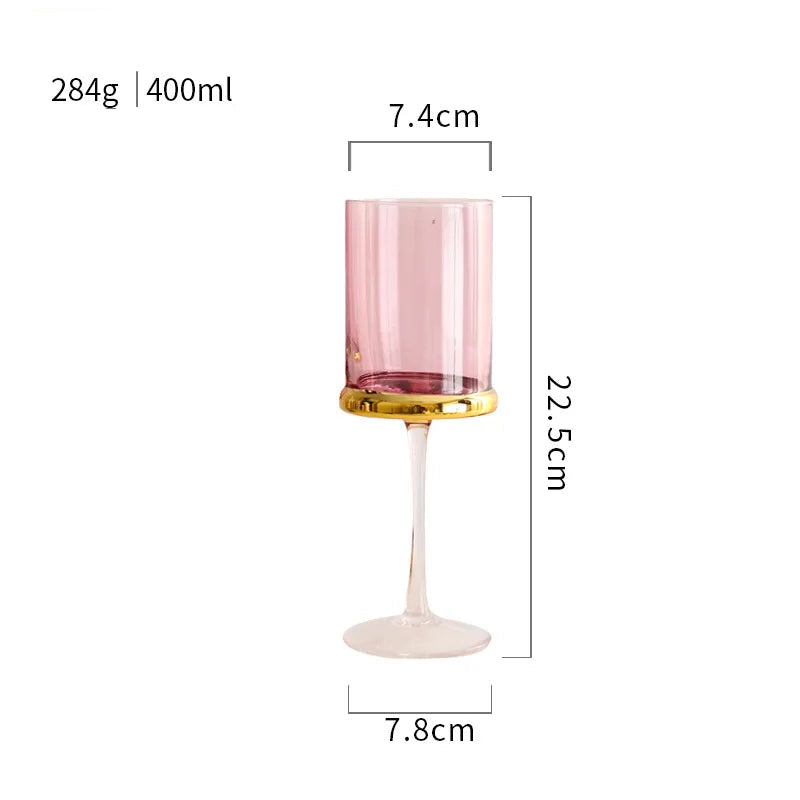 Vidro de vinho tinto dourado nórdico, vidro de cristal, champanhe, suco doméstico, copo de vinho, modelo de sala, bar, utensílios de bar