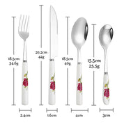 Conjunto Talheres Rosas Pintada 8 ou 10pcs