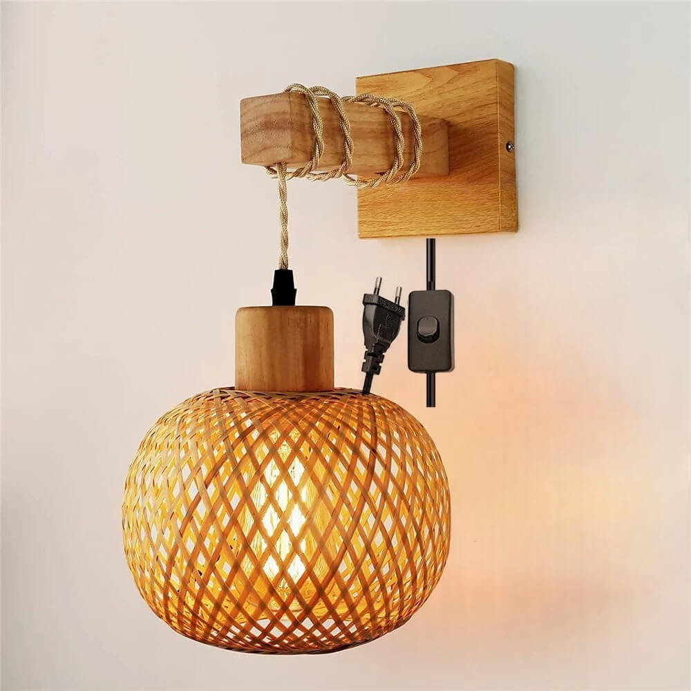 Luminária de Parede Vintage em Rattan