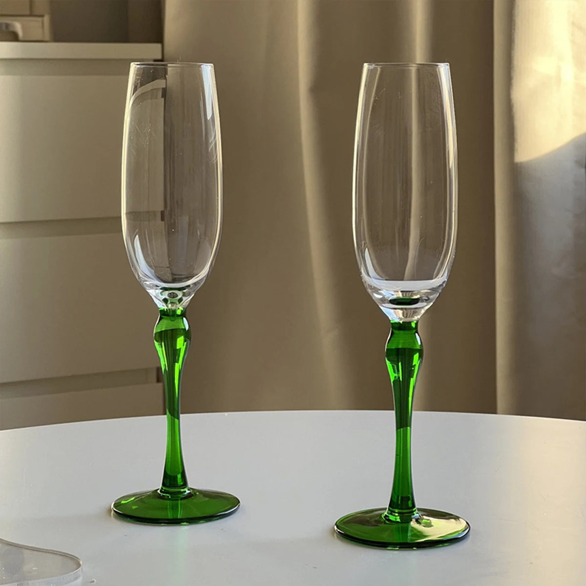 Taça de Cristal com Base Verde - 2 Tamanhos