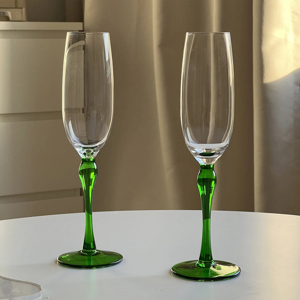 Taça de Cristal com Base Verde - 2 Tamanhos