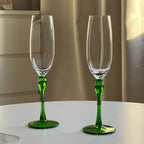 Taça de Cristal com Base Verde - 2 Tamanhos