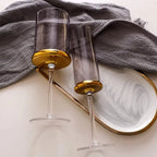 Copos e Taças de Cristal Detalhes Dourado - Individual