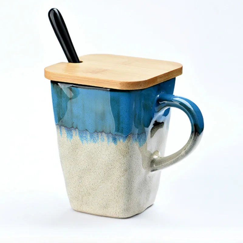Caneca Quadrada de Cerâmica 400ml - Estilo Retrô