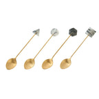 Conjunto de garfo de colher pequena de aço inoxidável, acrílico banhado a ouro, colheres geométricas, INS, café, agitação para chá, doméstico, 4pcs