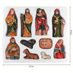 Conjunto de estatuetas de presépio de Natal com 10 peças, decoração de presépio de Natal, presentes, artesanato