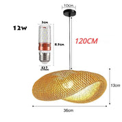 Lustre de bambu estilo chinês MoModern, lâmpada Rattan, lâmpadas tecidas à mão, lustre criativo chapéu de palha, lâmpada de bambu tecida para sala de chá