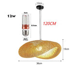 Lustre de bambu estilo chinês MoModern, lâmpada Rattan, lâmpadas tecidas à mão, lustre criativo chapéu de palha, lâmpada de bambu tecida para sala de chá