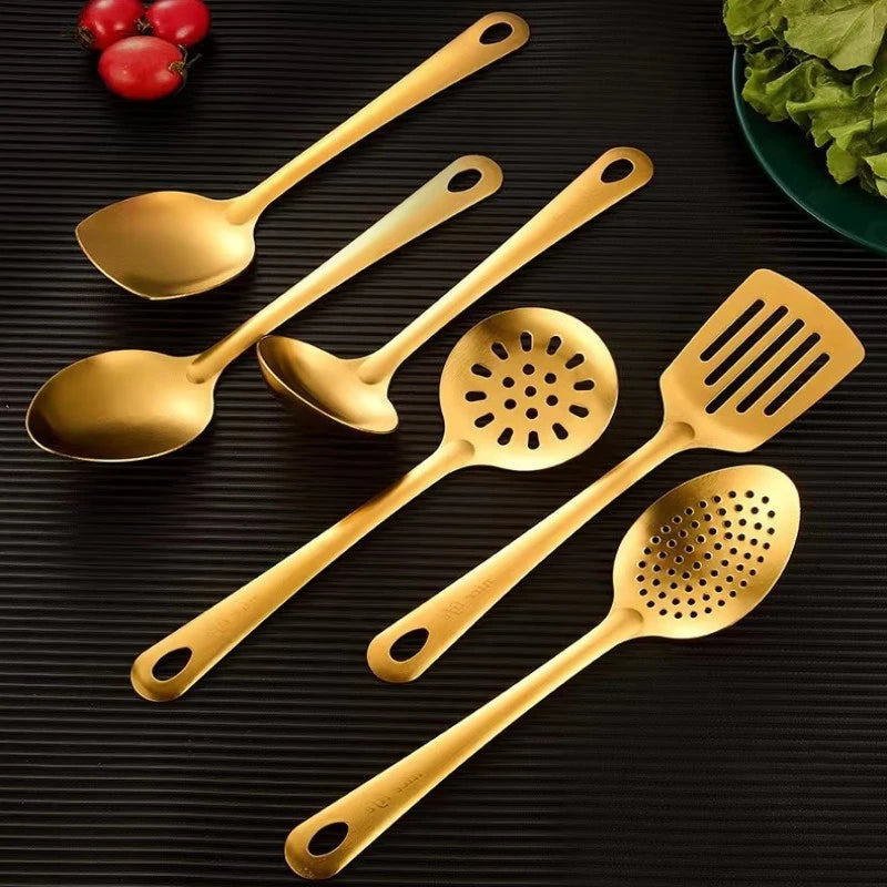 Conjunto Utensílios Gold em Inox - 6pcs