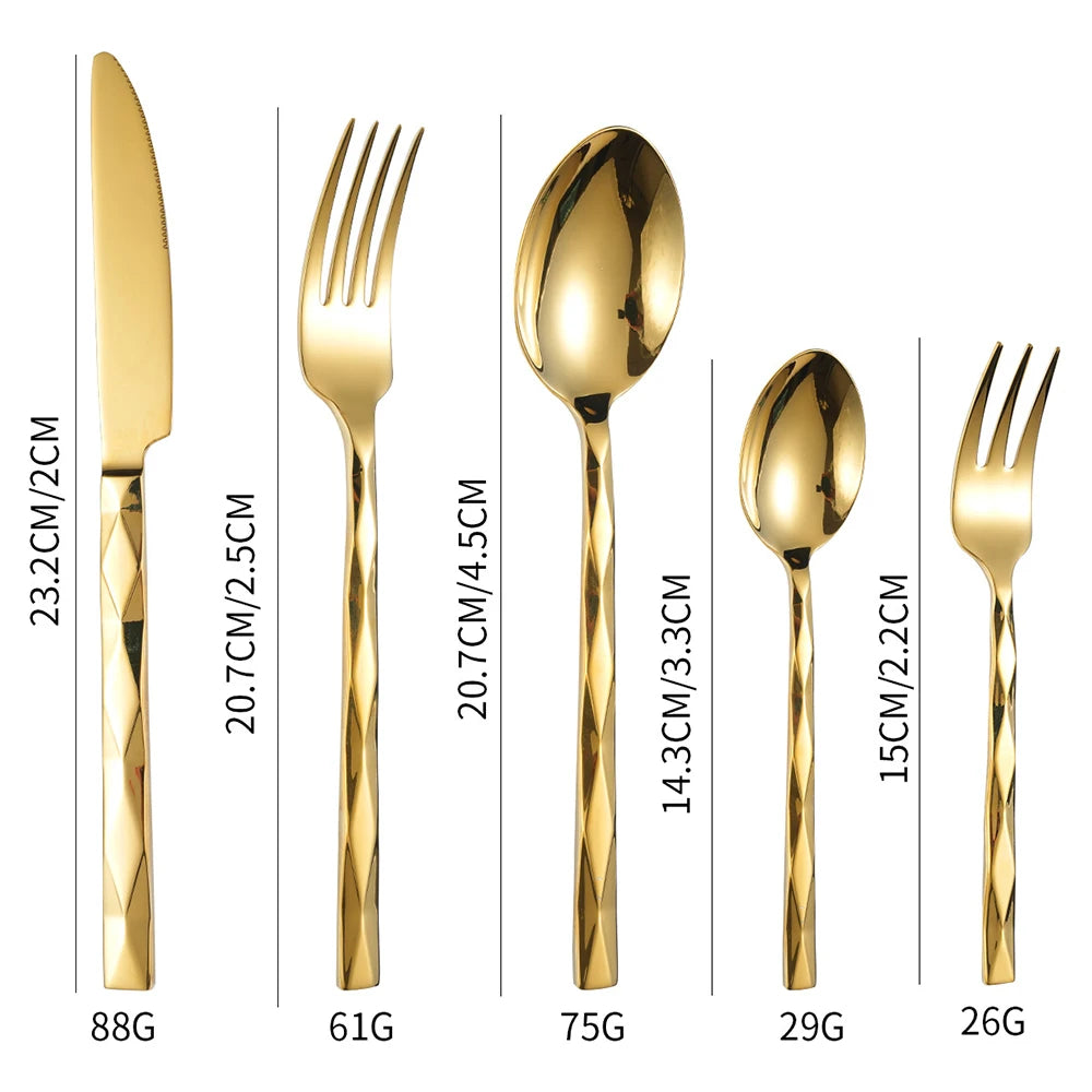 Conjunto de Talheres Losango em Aço Inox - 5pcs