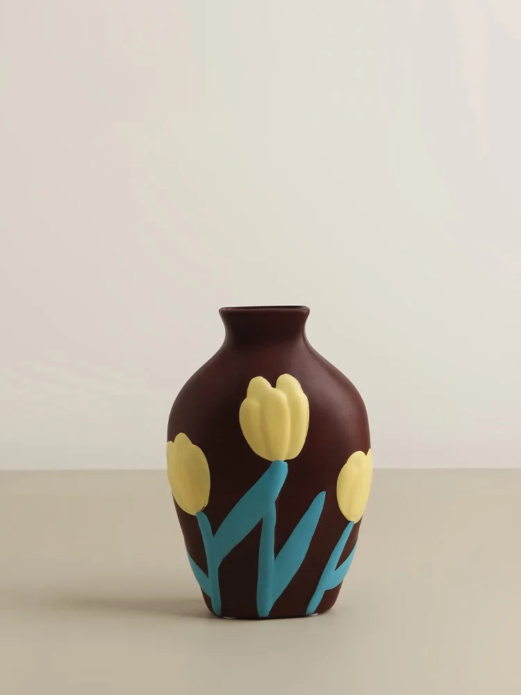 Desktop Vaso De Flor De Cerâmica, Arranjo De Flores, Sala De Estar Criativa, Decoração De Casa, Morandi Pintado Dispositivo