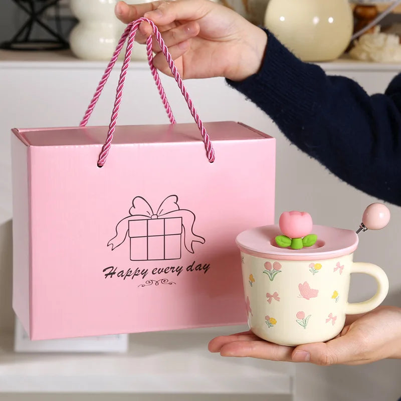 Caneca de Cerâmica com Design de Tulipa 300ml