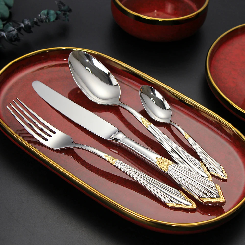 Kit Talheres Prata em Aço Inox - 8pcs