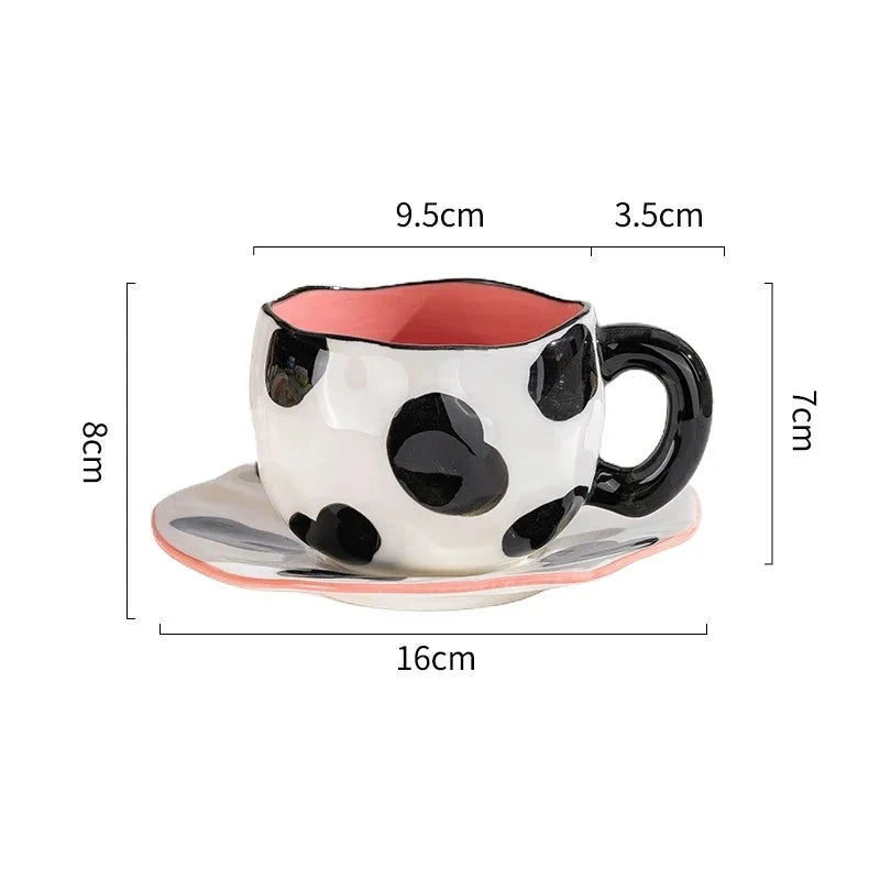 Kit Xícara e Pires Pintado a Mão em Cerâmica 7 Modelos