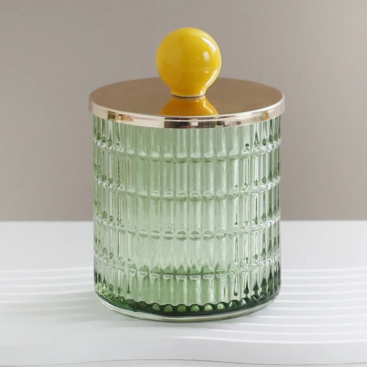 Europeu Vidro Armazenamento Jar, Multifuncional Armazenamento Garrafa De Vidro, Cor Doce Jar, Cotonete De Algodão, Vela Perfumada, Household, Novo