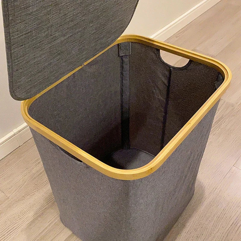 Cesto Dobrável de Roupas com Tampa à Prova d'Água
