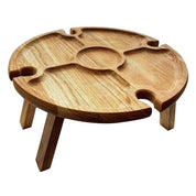 Mesa Dobrável de Madeira com Suporte para Taças