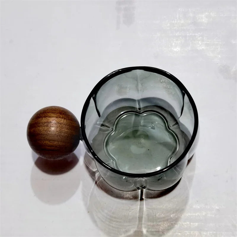 Caneca com Alça + Pires e Colher de Madeira - 200ml