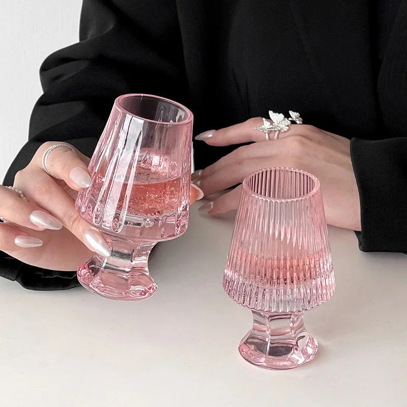 Taças de Cristal Rosa Estilo Francês - Individual ou 2pcs