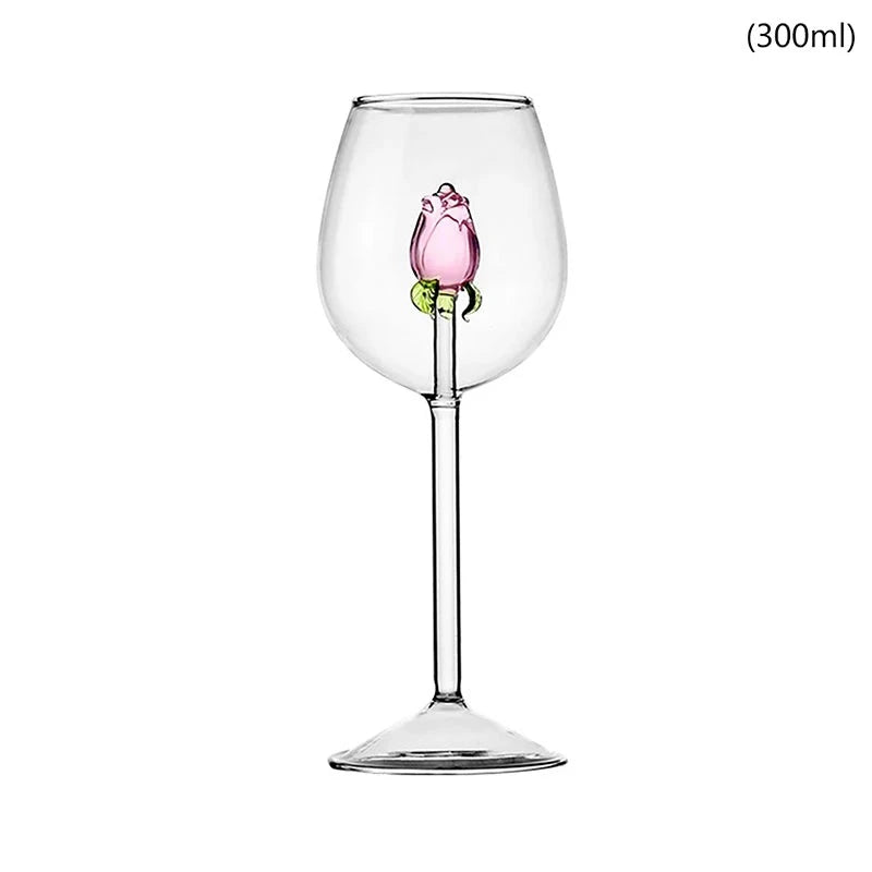 Taça de Vidro Criativa Rosas Espelhada