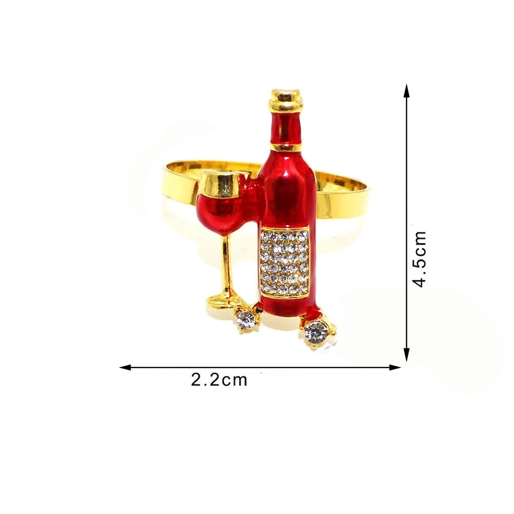 Kit Anéis de Guardanapo Formato Vinho 6 Pcs