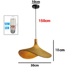 Lustre de bambu estilo chinês MoModern, lâmpada Rattan, lâmpadas tecidas à mão, lustre criativo chapéu de palha, lâmpada de bambu tecida para sala de chá