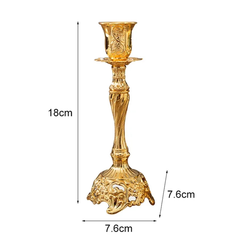 Castiçais Gold em Metal Kit 2 Pcs