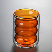 Copo de Vidro Colorido Parede Dupla 200ml - Design Espiral