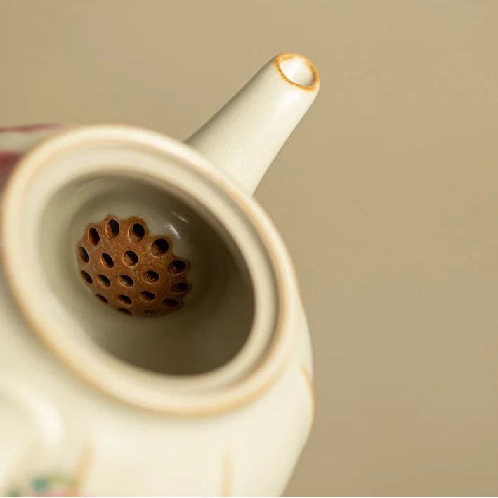 Chaleira de Porcelana com Estampa de Pêssego 250ml