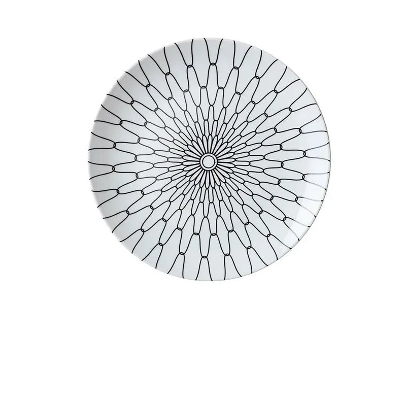 Prato de Porcelana Geométrico de Luxo