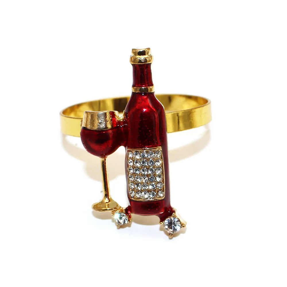 Kit Anéis de Guardanapo Formato Vinho 6 Pcs